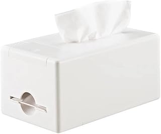2-in-1 Tissue Case Toothpick Holder Multifunctional White Automatic Toothpick Tissue Storage Casket Household Plastic Rectangular Toilet Paper Dispenser Suitable for Living Room