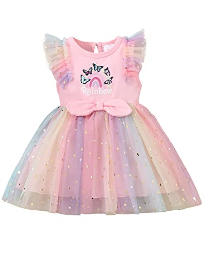 Mioglrie 2T Baby Girl Clothes Baby Girl Dress Cute Sumer Baby Girl Outfits Tutu Toddler Baby Dress for Girls Pink 2 Year Old Girl Clothes