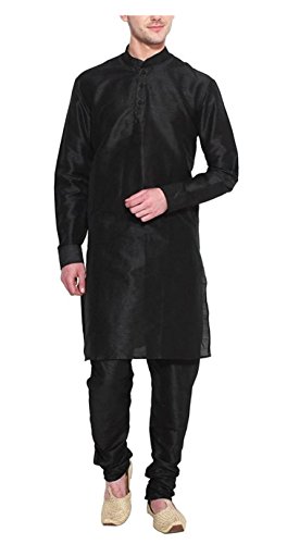 Kurta churidar negro de seda para hombre talla 40 coleccion elegant