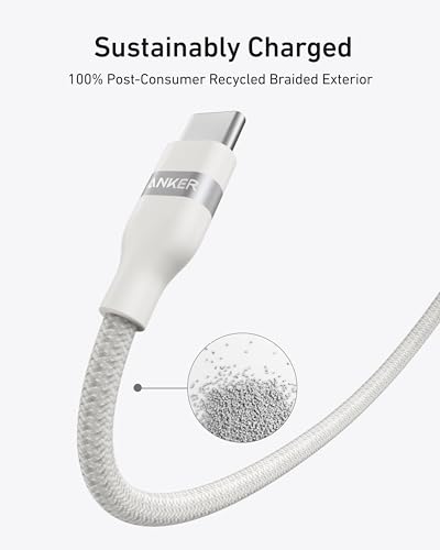 Anker Nano USB C Cable, 240W Flexible Multi-Color Braided Cord, Fast Charging Type C Charger for iPhone 17 Series, MacBook Pro and More (White, 6ft)