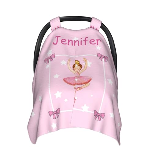 Personalized Baby Car Seat Canopy for Babies with Name, Custom Stroller Car Seat Covers for Girls, Minky Nursing Carseat Cover for Breastfeeding, Car Seat Canopies for Newborn (Dancing)