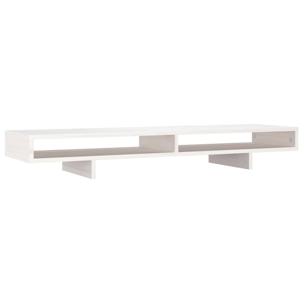 Supporto per monitor 100 x 27 x 14 cm in legno di pino solido bianco 02_0004471