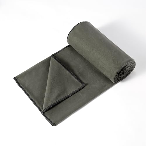Amazon Basics Handtuch für Hot Yoga, weiche Mikrofaser, rutschfest, saugfähig, 188 cm x 61 cm, grau