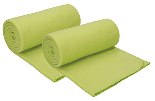 Betz Fleecedecke 2 Stück 130x170 cm 180g/m² – Weiche Wohndecke und Kuscheldecke – Flauschige Sofadecke als Tagesdecke – Leicht, wärmend und leicht zu pflegen – Farbe grasgrün