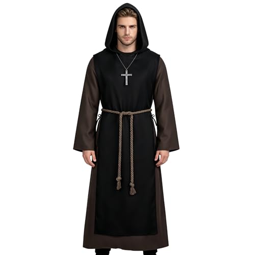 Costume de frère de la Renaissance pour Halloween et jeux de rôle médiévaux