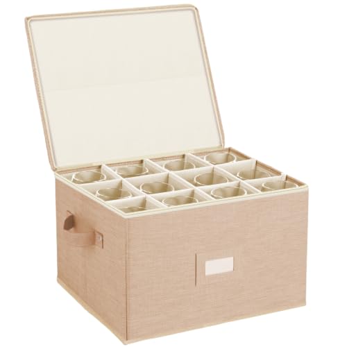 Wine Glass Storage Box, Stemware Storage Containers Cases with Dividers