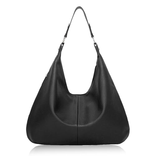 Aucuu Bolsos Hobo, Bolso Shopper Mujer, Bolso Bandolera Mujer de Cuero, PU Grande para Diario Trabajo Compras Shopper (Negro)