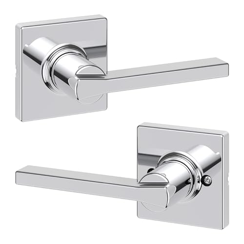 Image of Kwikset Casey Interior Passage Door Handle, Lever for Closet and Hallway Doors, Reversible Non-Locking Handle Lever, Polished Chrome (Pack of 12)