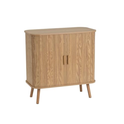 LOLAhome Consola aparador con 2 Puertas persiana enrollables Natural de MDF de 80x40x80 cm