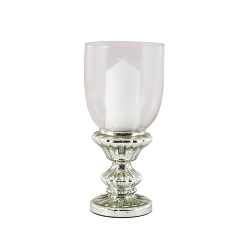 Deco 79 Glass Handmade Turned Style Pillar Hurricane Lamp with Fa...