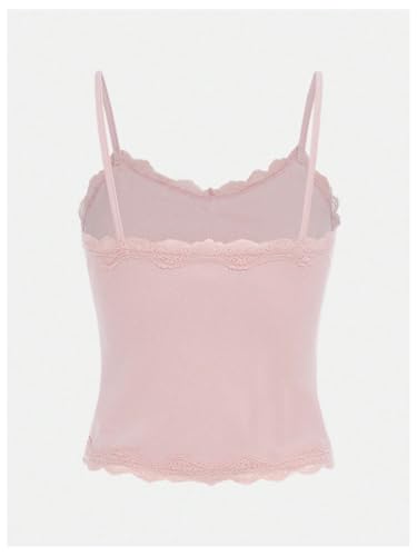 Image of SOLY HUX Girl's Lace Trim Camisoles Ribbed Spaghetti Strap Crop Tank Tops