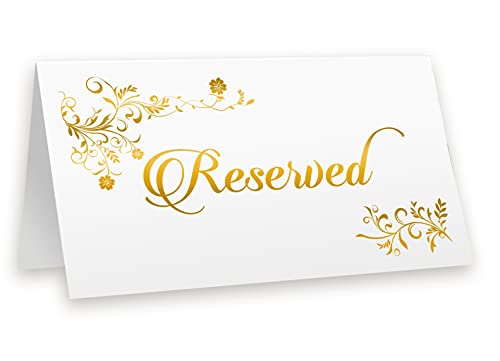 K11 Photo Design Reserved Table Sign Gold Foil - 20 pack - Place Cards Wedding Party Collection ( Place card Reserved)