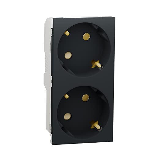 Prise double 2P+T Schneider Unica anthracite NU306754A haut de gamme