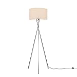 MiniSun | Modern Polished Chrome Metal Tripod Floor Lamp with a Beige Shade | Home Décor, Bedside & Desk Lamp