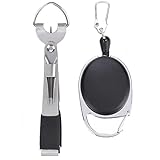 Multi-Functional Fly Fishing Tool 4-in-1 Fishing Line Clipper with Retractor Stainless Steel Fish Quick Knot Tying Tool Hook Sharpener Line Cutter & Eye Cleaner for Carp Pike Trout & SeaFishing