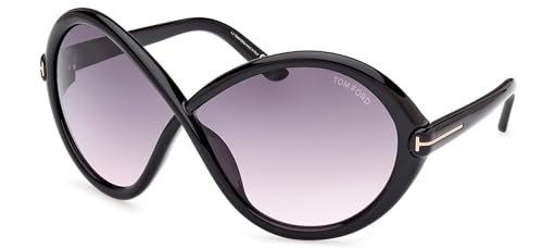Tom Ford Sunglasses FT 1070 Jada 01B Shiny Black, t Logo/Gradient Smoke To P