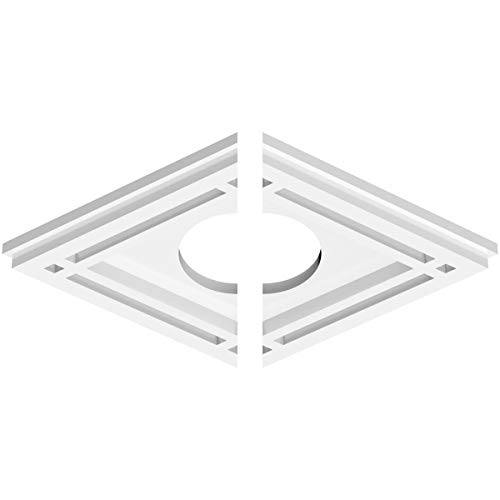 Image of Ekena Millwork CMP12X8DD2-03000 Diamond Architectural Grade PVC Contemporary, Two Piece Urethane Ceiling Medallions 12 inchW x 8 inchH x 3 inchID x 4 1 /4 inchC x 1 inchP