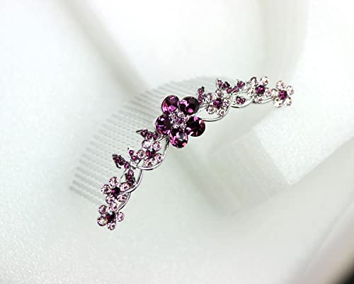 Peine floral con cristales rhinestone color púrpura miniatura 4