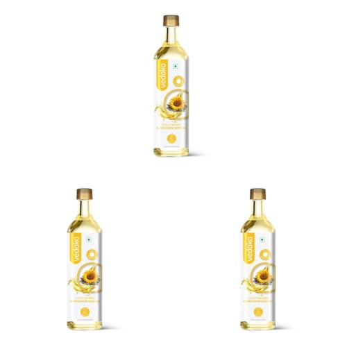 Image of Amazon Brand - Vedaka Cold Pressed Sunflower Oil 1L | Suitable For Cooking & Frying | Contains Mufa & Omega - 6 Pufa | Contains Natural Antioxidants And For All Types Of Cuisines (Pack of 3)