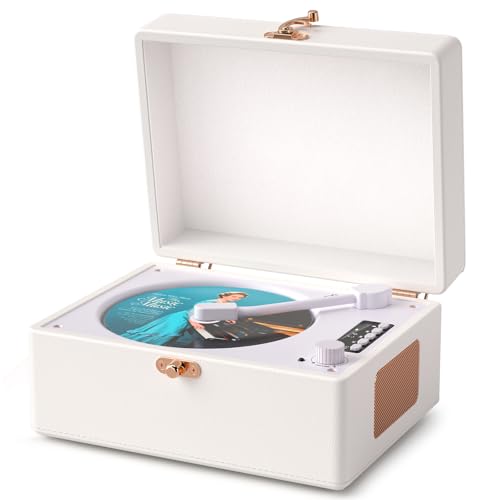Portable CD Player with Bluetooth for Home CD Player with Built-in Speakers,Compact Desktop Design,USB,AUX,Headphone Jack,Vintage CD Player for Music Lovers,No Remote Control(White)