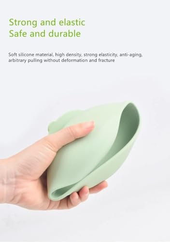 Image of Baby Feeding Bowl & Spoon Set | Silicone Suction Bowl for Baby Food | BPA-Free Baby Bowl and Spoon Set | (Green)