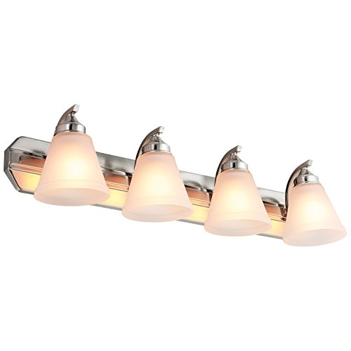 Sunlite 45058-Su Vanity Fixture 30 Inch, Bell Shaped Frosted Glass, 4 Lights, Brushed Nickel Finish #TOP1