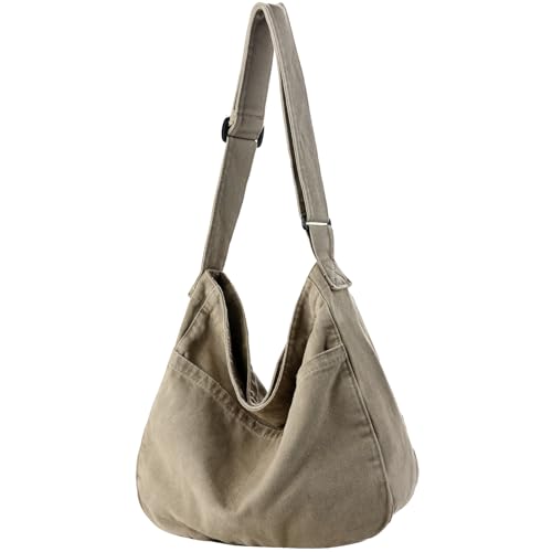 Canvas Tote Bag Casual Hobo Crossbody Shoulder Bag for Women and Men Large Purse Messenger Bag Travel Work