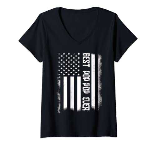 Donna dad vintage american flag best pop pop ever patriotic father maglietta con collo a v