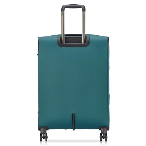 Image of DELSEY PARIS Sky Max 3.0 Checked Suitcase 24 Inch, Lightweight Softside Expandable Luggage, Spinner Wheels, Soft Touch Handle, Teal Blue