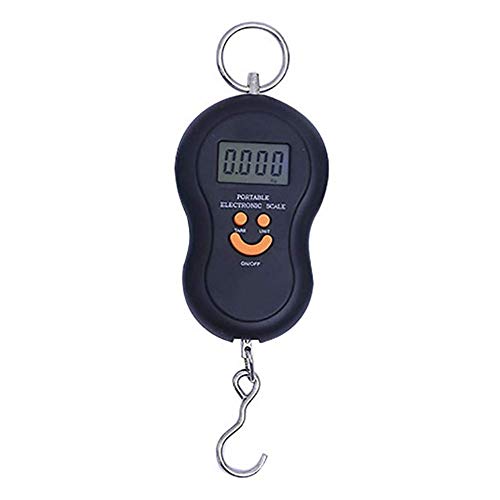 Preisvergleich Produktbild Elektronische Waage Smile Face Mini Digitale Hintergrundbeleuchtung Hängende Waage LCD-Display Gepäckkoffer Tasche Reisegewicht Werkzeug 50Kg 10g Schwarz