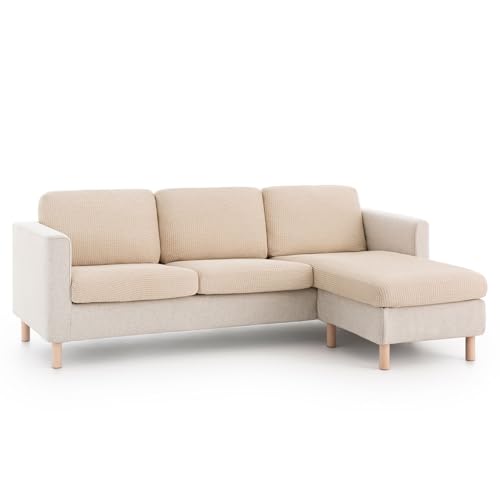 Funda asiento y respaldo BALI. Funda para cojines separados sofá y sillón. Multielástica, máxima adaptabilidad y tacto suave, lavable en lavadora. Talla L medida cojín 95 a 130 cm, Marfil C01