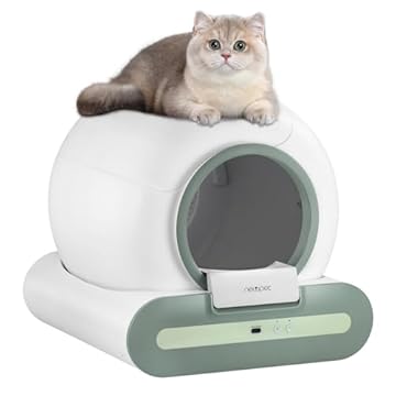 65L Caixa de areia para gatos com autolimpeza inteligente, robô de limpeza automática com de grande capacidade/controle APP/desodorizador iônico para vários gatos