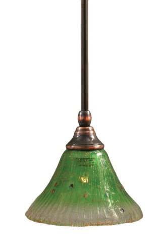 Toltec Lighting 23-BC-753 Stem Mini-Pendant Light Black Copper Finish with Kiwi Green Crystal Glass, 7-Inch