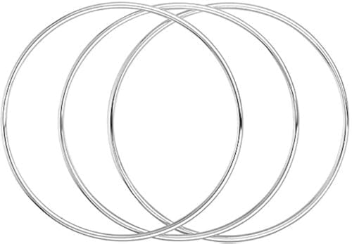 Bracelets en argent 925 fin : lot de 6 joncs ronds polis de style simple et frais pour femme