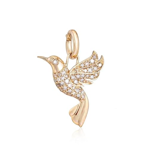 14k Gold Diamond Handmade Hummingbird Charm Pendant Jewelry