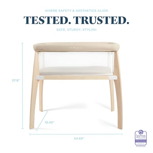Image of Baby Delight Heirloom Willow Wooden Bassinet | Bedside Sleeper & Baby Bassinet | 100% GOTS Certified Organic Cotton Fabric | Organic Oat