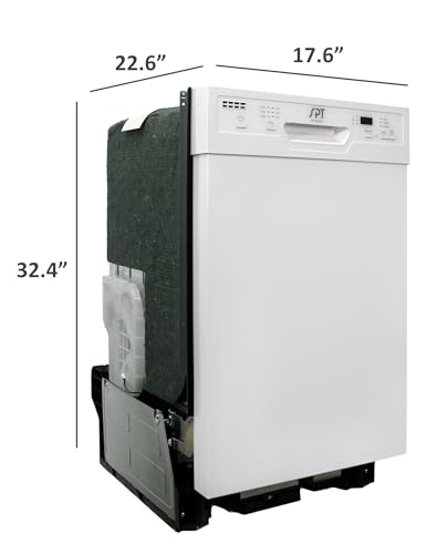 SPT SD-9254W 18″ Wide Built-In Dishwasher w/Heated Drying, ENERGY STAR, 6 Wash Programs, 8 Place Settings and Stainless Steel Tub – White - Image 4