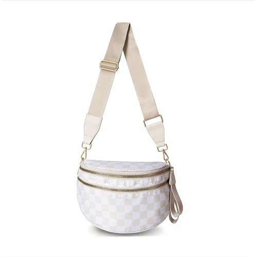 Emmafy GoFree -The RoomiestCrossbody for Women, Roomy Checkered Nylon Purse, Travel Hobo & Bum Bag3