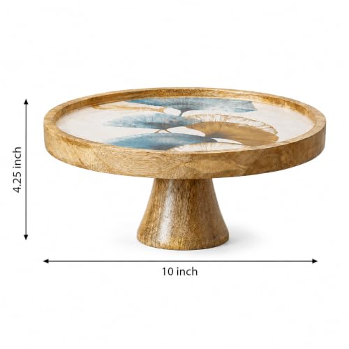 Image of Saaga Wooden Cake Stand | Elegant Dessert Display Stand | Perfect for Parties & Celebrations, Elegant Design| Perfect for Parties, Gatherings - Blue
