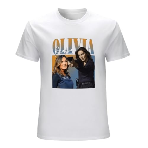 Olivia Benson Mariska Hargitay T-Shirt Graphic Printed Mens White Mens Unisex Tee 3XL
