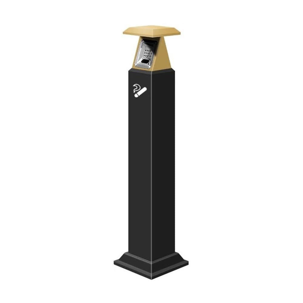 Stand ashtray Double Concave Smoke Extinguishing Board Stainless Steel Ash Pillar, Outdoor Public Standing Column Pillar(Gold)