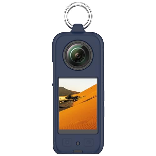 Image of Wisely Cover with Ring Holder for Insta 360 X3 Soft Case Anti-Scratch TPU Skin Camera Cover for Insta 360 X3 Anti-Slip Snug-fit Housing - Navyblue (Not Include Insta360 X3)