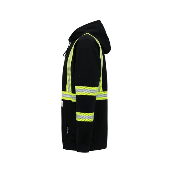 BOCOMAL FR Hoodies Pullover High Visibility 7.5oz Lightweight Non Fleece Hi vis Flame Resistant Reflective Hooded Sweatshirts - Image 3