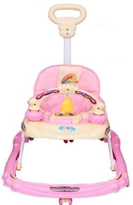 ODELEEWalker with Parent Rod Height Adjustable Baby Walker (Pink)