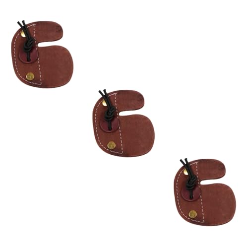 Yardwe 3pcs Protective Bowstring Finger Guard Double-Layer Faux Three-Finger Archery Accessory Prevents Abrasion Injury Fits Left Right Hand for Traditional Asian Bows