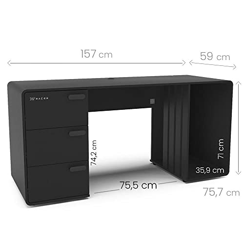 Mesa Gamer 1 Nicho 3 Gavetas XT Racer Expert Preto/Prata