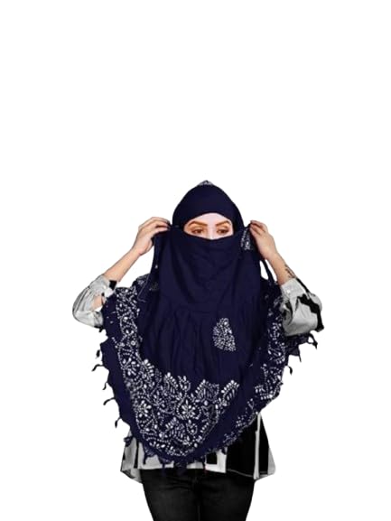 Image of Cotton Long Scarf Cum Mask Scarves Usable for Vehicle Driver | White Printed Design Fabric | Universal Size | Soft & Breathable Sun Protection | For Girl & Women