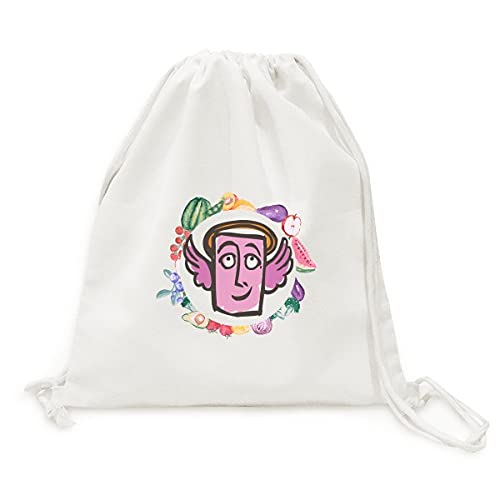 Sac en tissu pliable à croquis d'ange et smiley pour fruits