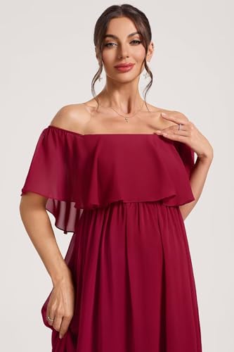 Ruffles Maternity Dresses Formal 2025 Long Chiffon Maternity Maxi Dress Summer TN3474