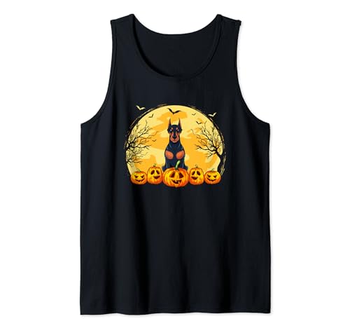 Dobermann Dog Pumpkins Halloween Costume Men Women Kids Tank Top